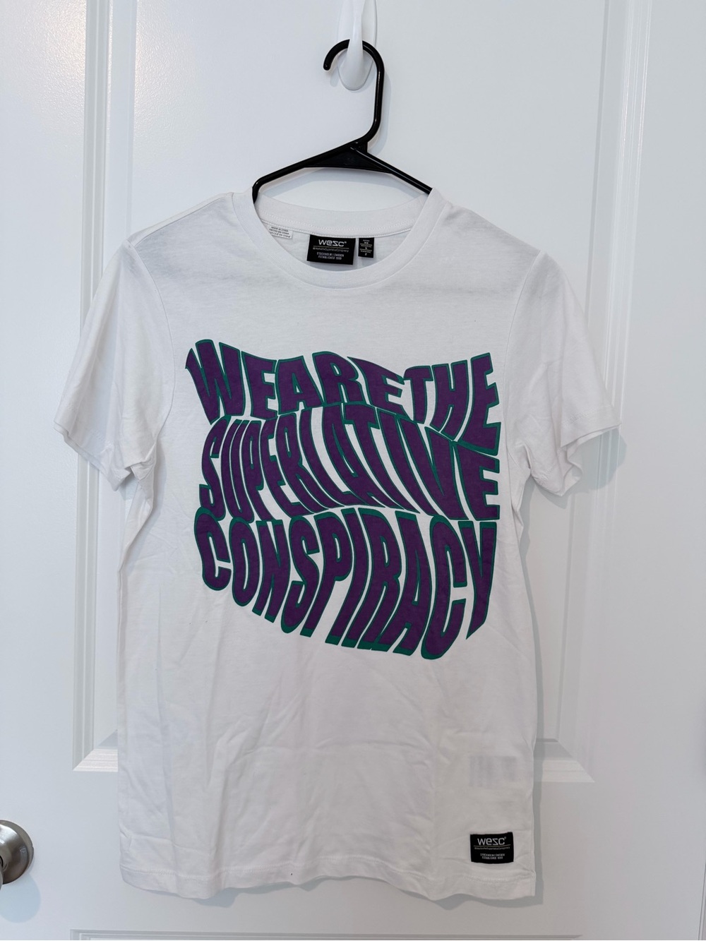 Wesc White Tee with Purple & Teal Graphic